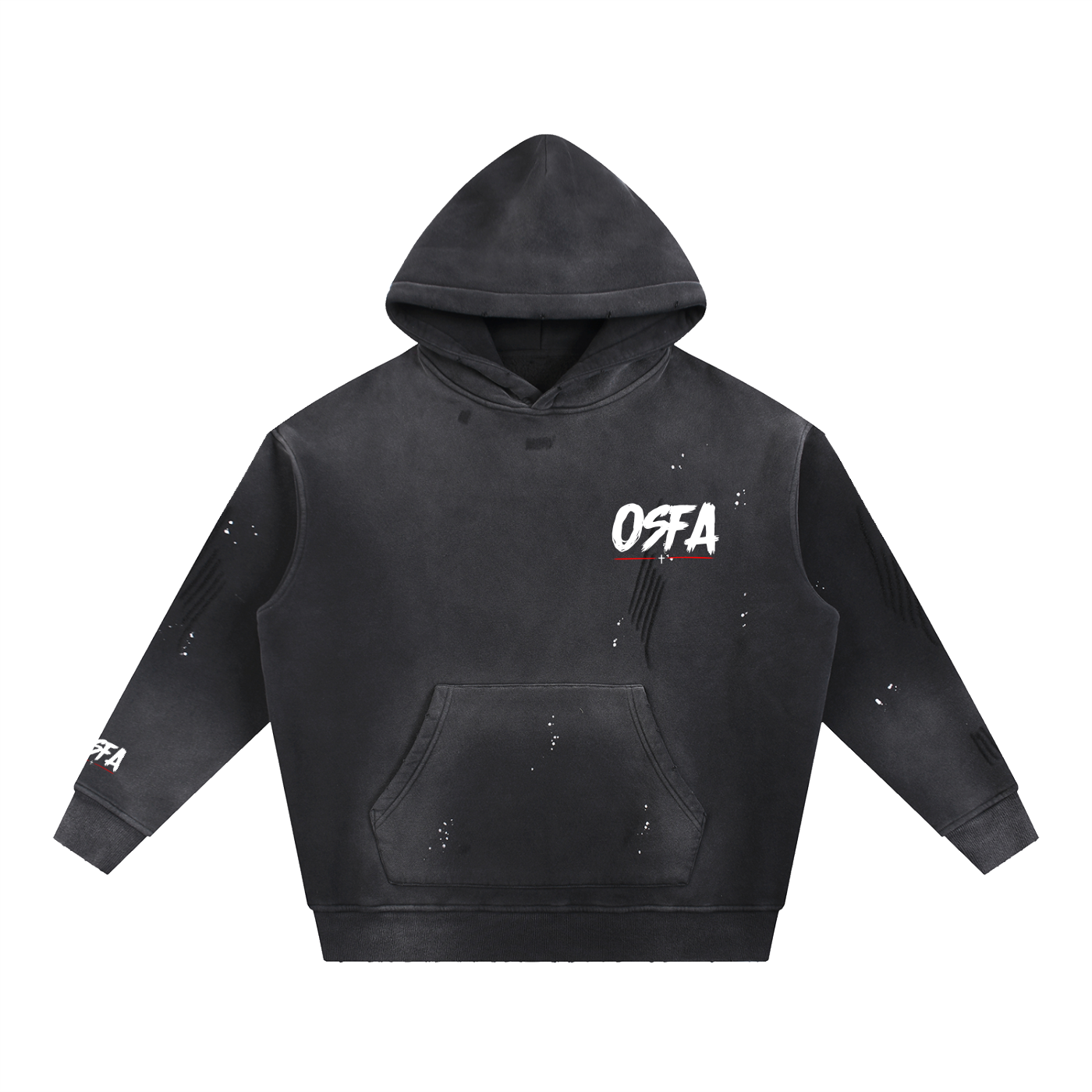 Vintage Washed Frayed Fleece Hoodie