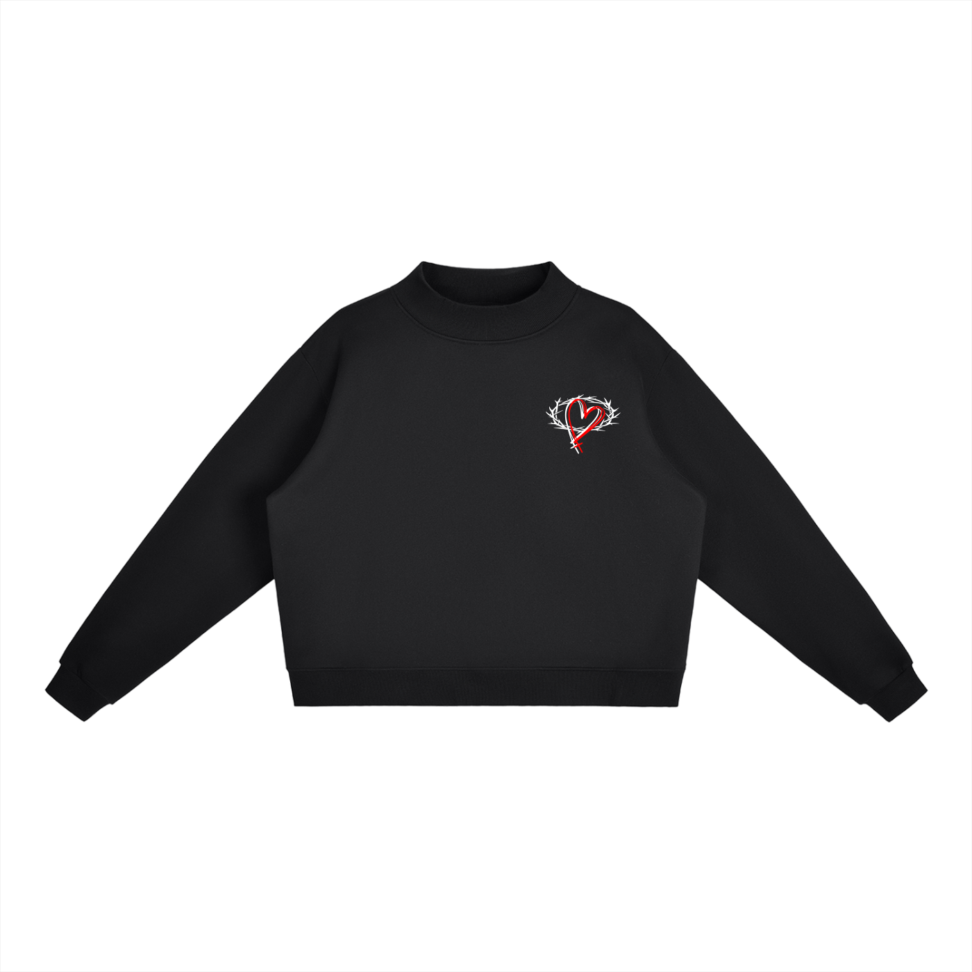 Essential Fleece Mock-Neck Crew Sweatshirt